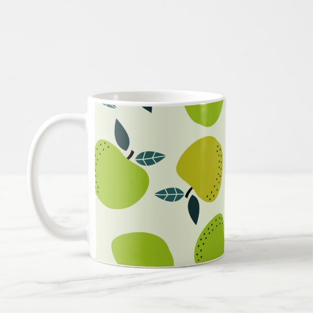 Apfel nahtloses Muster. Frucht-Themen-Illustration Kaffeetasse (Links)
