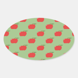 Äpfel Ovale Aufkleber (Sage Green & Red)