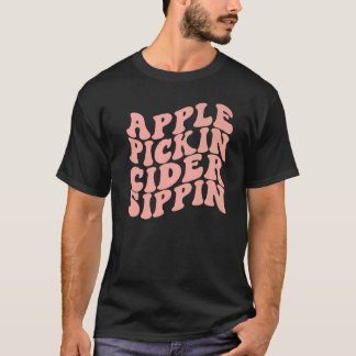 Apfel Pflückender Cider Trinkender Apfelernte Crew T-Shirt