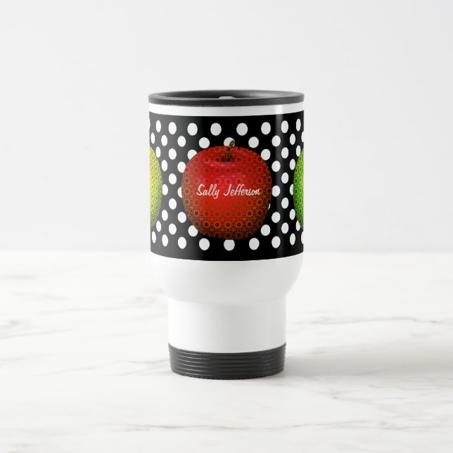 Äpfel & Polka Dots Lehrerin für Reisen Reisebecher (Mittel)