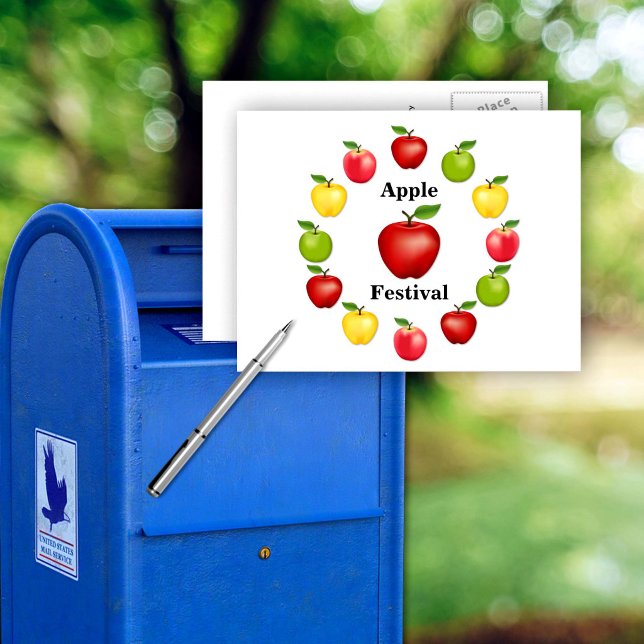 Äpfel Postkarte (Apples Postcard. Personalize with your custom text. Red & Yellow Delicious, Granny Smith, Pink Lady)