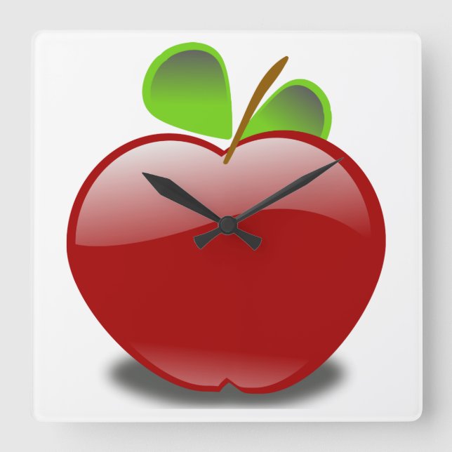 Apfel Quadratische Wanduhr (Vorderseite)