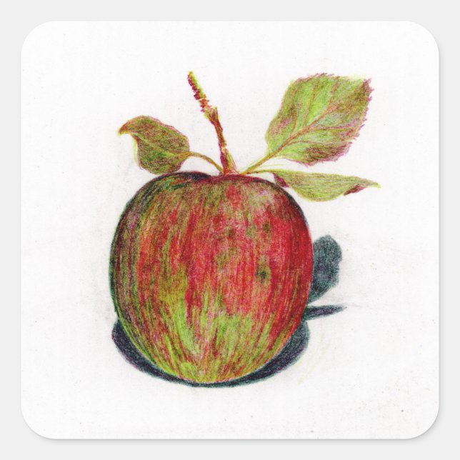 Apfel Quadratischer Aufkleber (Vorderseite)