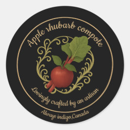 Apfel‑Rhabarber‑Harmonie – Handwerkliches Kompott‑ Runder Aufkleber