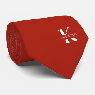 Apfel Rot Elegant Monogramm + Name   Zweiseitig Krawatte