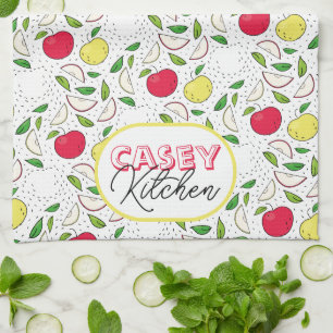 Apfel Rot Gelb Grün Obst Grafik Kunst Modern Geschirrtuch