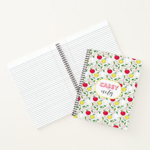 Apfel Rot Gelb Grün Obst Grafik Kunst Modern Notizbuch