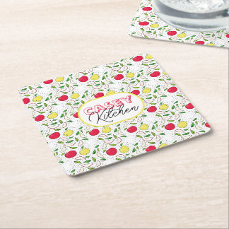 Apfel Rot Gelb Grün Obst Grafik Kunst Modern Rechteckiger Pappuntersetzer
