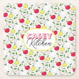 Apfel Rot Gelb Grün Obst Grafik Kunst Modern Rechteckiger Pappuntersetzer