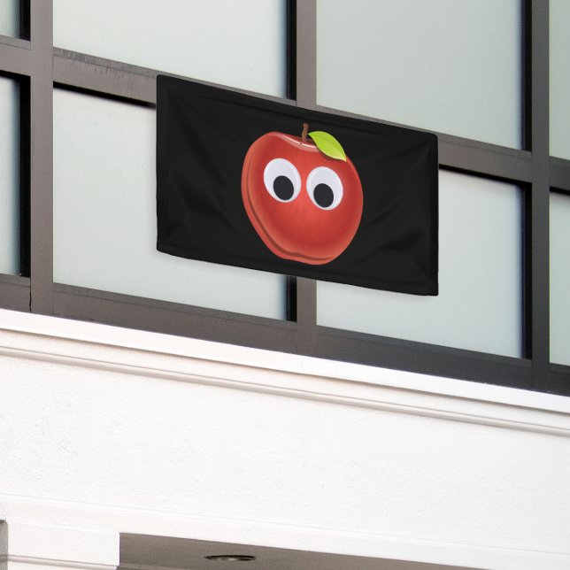Apfel, rote Früchte mit google Augen - Personalisi Banner (Äußeres Gebäude)
