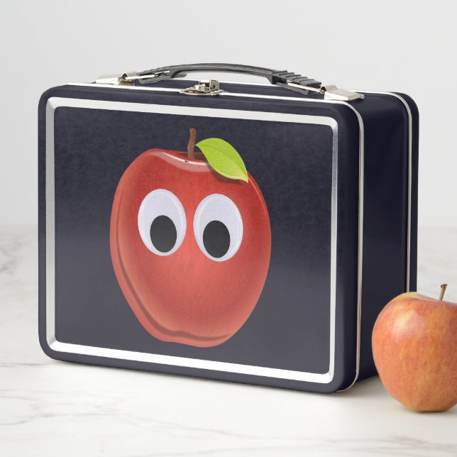 Apfel, rote Früchte mit google Augen - Personalisi Metall Brotdose (Beispiel)