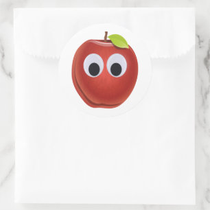 Apfel, rote Früchte mit google Augen - Personalisi Runder Aufkleber