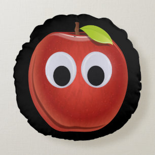 Apfel, rote Früchte mit google Augen - Personalisi Rundes Kissen