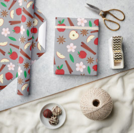 Äpfel, Star Anise, Zimt, Blume Erntedank Geschenkpapier