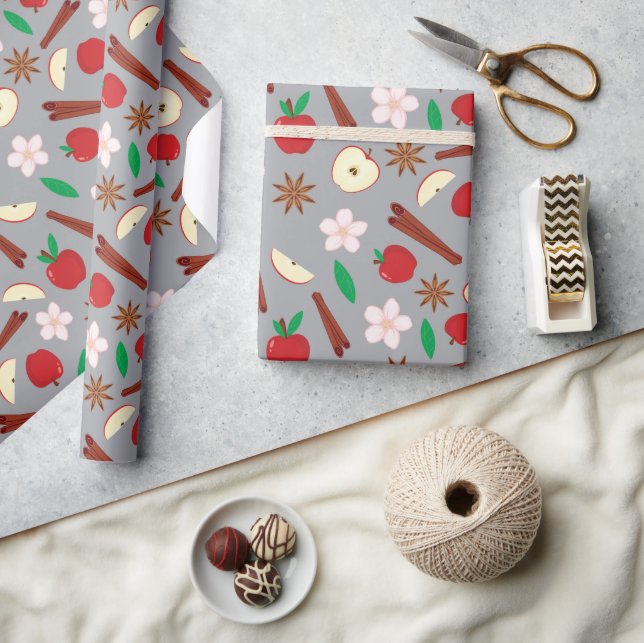 Äpfel, Star Anise, Zimt, Blume Erntedank Geschenkpapier (Kunsthandwerk)