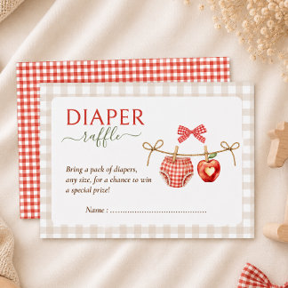 Apfel-Thema rotes Gingham-Baby-Party-Windel-Raffle Begleitkarte