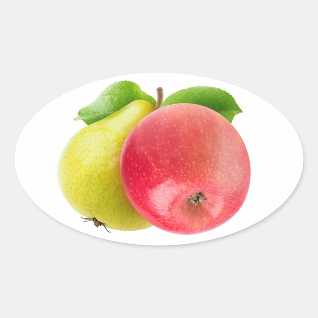 Apfel und Birne Ovaler Aufkleber (Vorderseite)