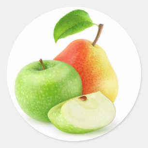 Apfel und Birne Runder Aufkleber
