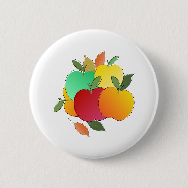 Äpfel und Blätter Button (Vorderseite)