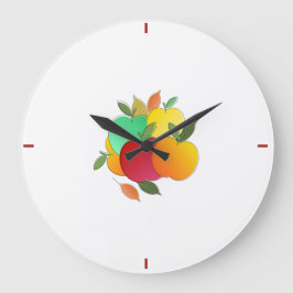 Äpfel und Blätter Große Wanduhr