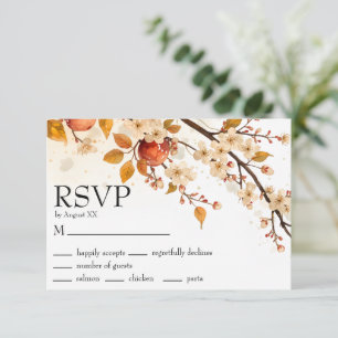Äpfel und Blüten Herbsthochzeit RSVP Karte
