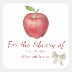 Apfel und Bogen - Exlibris für die Bibliothek von Quadratischer Aufkleber