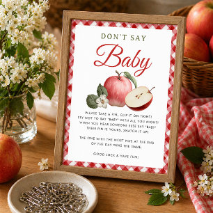 Apfel- und Gingham-Baby-Shower-Spiel "Sag nicht Ba