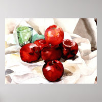 Äpfel und grünes Glas