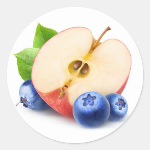 Apfel und Heidelbeeren Runder Aufkleber