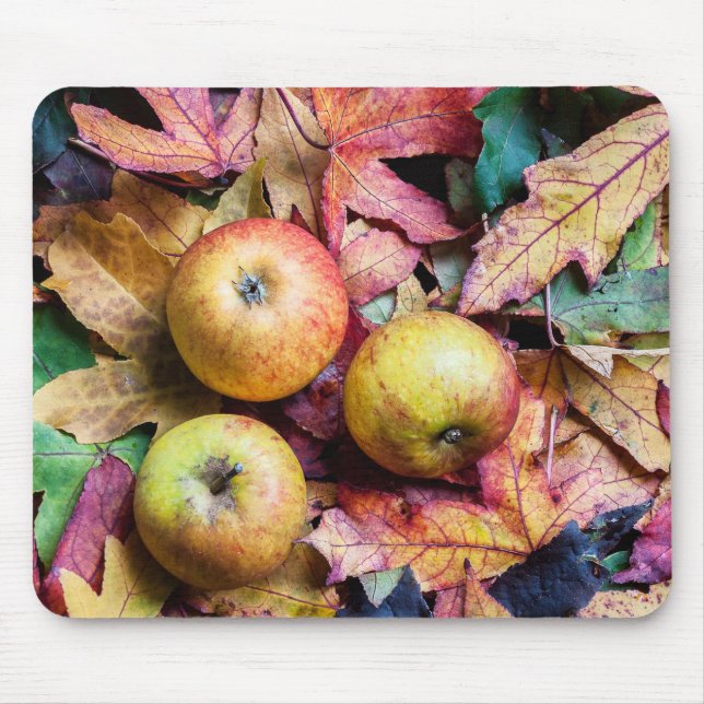 Äpfel und Herbstblätter Mousepad (Vorne)