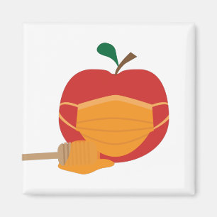 Apfel und Honig mit Orangefarbener Gesichtsmaske Magnet