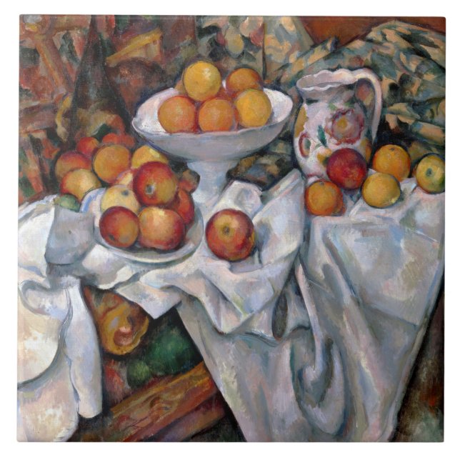 Äpfel und Orangen, Paul Cezanne, 1895-1900 Fliese (Vorderseite)