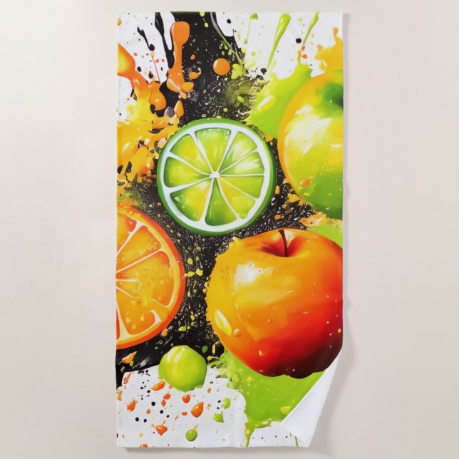 Apfel- und Zitrusbrand Strandtuch (Vorderseite)