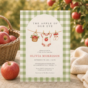 Apfel Unserer Augen Herbst-Gingham-Baby-Party Einladung