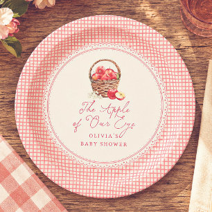 Apfel Unserer Augen Rot Gingham Baby Shower Pappteller