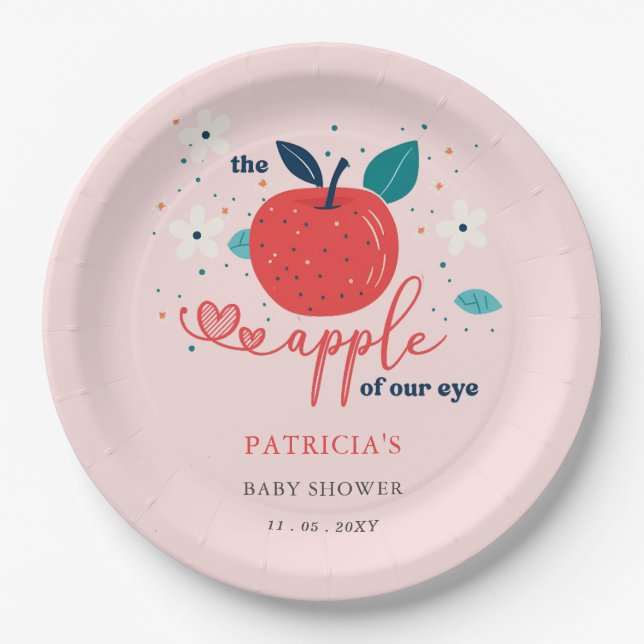 Apfel unserer Babydusche "Eye Fall Girl" Pappteller (Vorderseite)