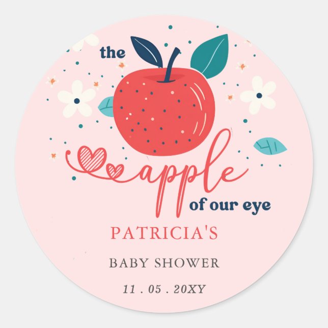 Apfel unserer Babydusche "Eye Fall Girl" Runder Aufkleber (Vorderseite)