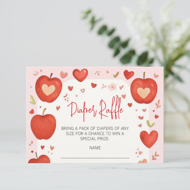 Apfel unserer Babydusche Eye Fall Windelwindeln Begleitkarte (Stehend Vorderseite)