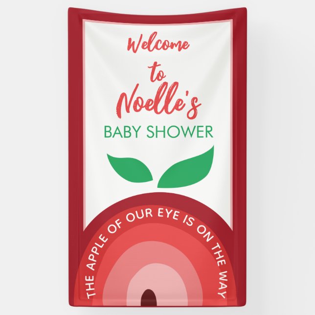 Apfel unseres Auges, Apfelsinenbogen, Babydusche Banner (Vertikal)