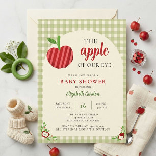 Apfel Unseres Auges Baby Shower Gingham Süß Einladung
