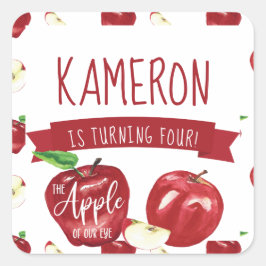 Apfel unseres Auges, Geburtstagsparty jeden Alters Quadratischer Aufkleber