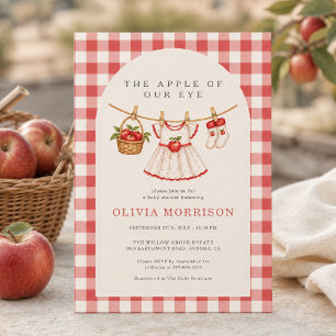 Apfel Unseres Auges Mädchen Gingham Baby Shower Einladung