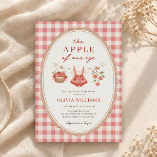 Apfel Unseres Auges Wäscheleine Gingham Baby Showe Einladung