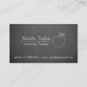 Apfel Vertretungslehrer Tutor graue Tafel Visitenkarte