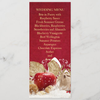 Apfel Weihnachts Gold Schneeflocken Hochzeitsmenü Menükarte