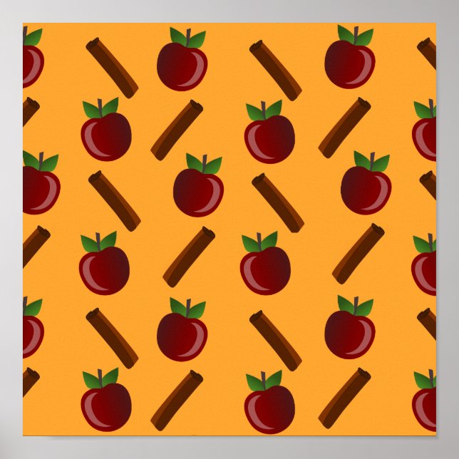 Apfel-Zimt-Muster Poster (Vorne)