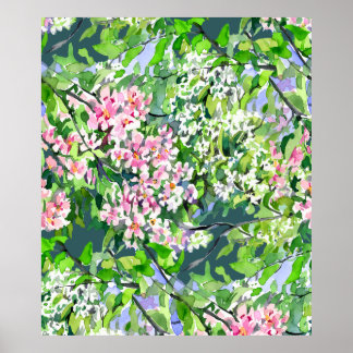 Apfelbaum Blüten Aquarellmalerei – Botanica Poster