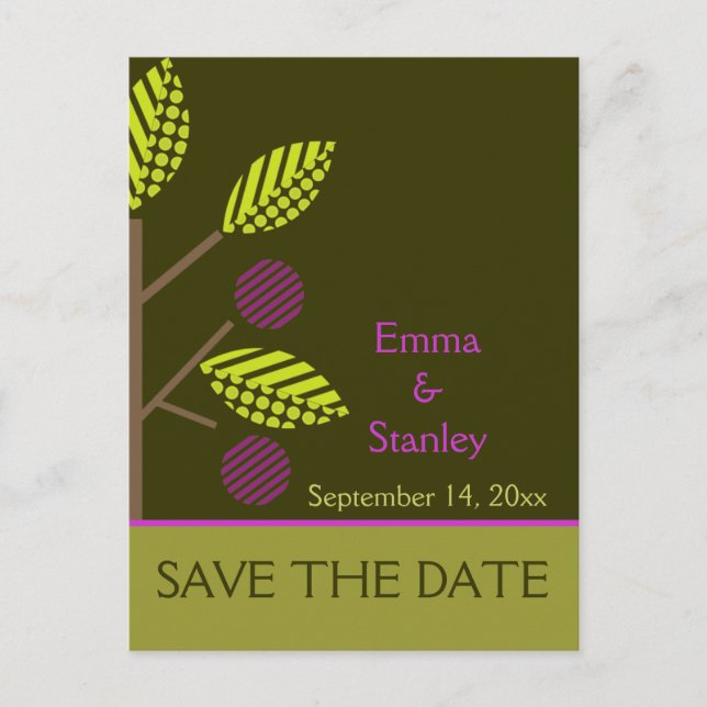 Apfelbaum lila Hochzeit im Herbst Save the Date Ankündigungspostkarte (Vorderseite)