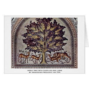 Apfelbaum mit Gazellen und Löwen