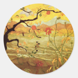 Apfelbaum mit Red Fruit Runder Aufkleber